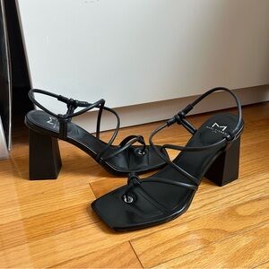 Marc Fisher Black Strappy Block Heel Sandals